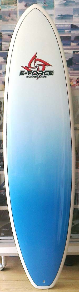 E-Force blue funboard surfboard